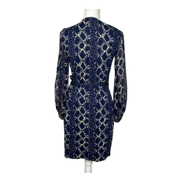 Diane von Furstenberg Sigourney Wrap Dress Snake Check Midnight Blue SZ 2 NWT - Picture 4 of 14